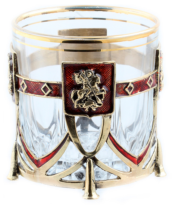 Whiskey set "George the Victorious" for 2 persons, in a wooden box