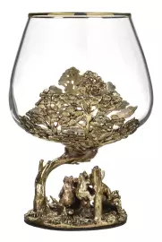 A set of cognac glasses "Three Bears" in a wooden box