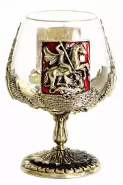 Set of 2 glasses for cognac "Russia" and "Moscow" in a wooden box