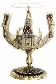 Set of 2 glasses for cognac "Russia" and "Moscow" in a wooden box