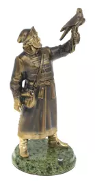 Статуэтка из бронзы "Царский Сокольничий" змеевик