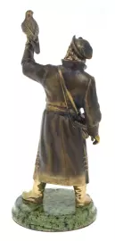 Статуэтка из бронзы "Царский Сокольничий" змеевик