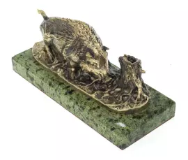 Статуэтка из бронзы "Кабан" змеевик