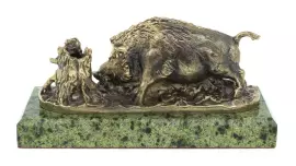 Статуэтка из бронзы "Кабан" змеевик