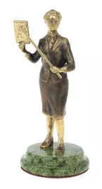 Статуэтка из бронзы "Учительница" змеевик