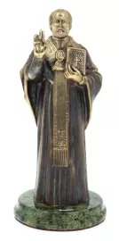 Статуэтка из бронзы "Николай Чудотворец" змеевик
