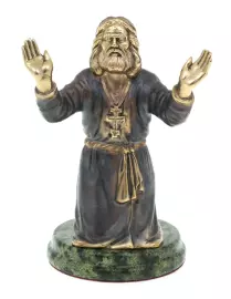 Статуэтка из бронзы "Серафим Саровский" змеевик