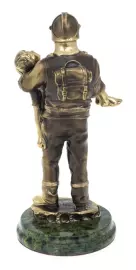 Статуэтка из бронзы "Спасатель МЧС" змеевик