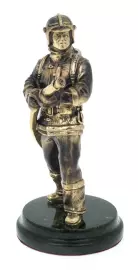 Статуэтка из бронзы "Пожарный" змеевик