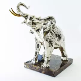 Скульптура "Слон" большой, посеребрение (Elephant, large, silvering)