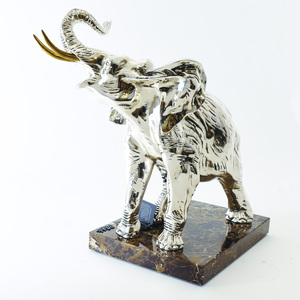 Sculpture "Elephant" silver plated (Silver elephant, large)
