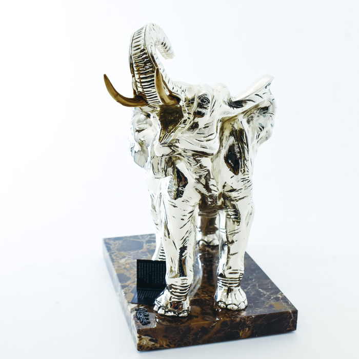 Sculpture "Elephant" silver plated (Silver elephant, large)