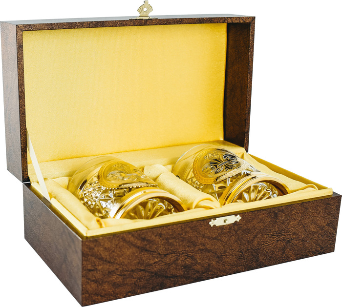 Drinking set of 2 glasses, crystal Bohemia, Zlatoust