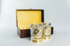 Набор питейный из 2 стаканов, хрусталь Богемия, Златоуст