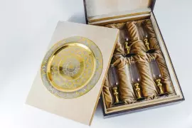 Набор для шампанского на 6 персон, на блюде, фианиты