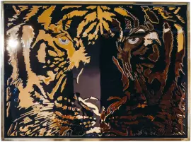 Авторское ювелирное панно «Кишан-чёрный тигр»