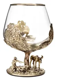 Набор бокалов для коньяка со штофом Таймлесс "Охота" в большом футляре с накладкой "Заповеди Охотника"