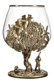 Набор бокалов для коньяка со штофом Таймлесс "Охота" в большом футляре с накладкой "Заповеди Охотника"