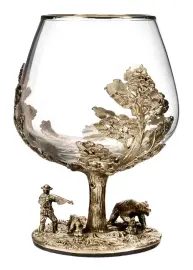 Набор бокалов для коньяка со штофом Таймлесс "Охота" в большом футляре с накладкой "Заповеди Охотника"