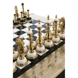 Шахматы из белого мрамора и долерита "Баталия" Златоуст