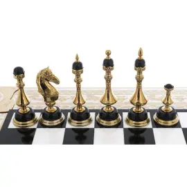 Шахматы из белого мрамора и долерита "Баталия" Златоуст