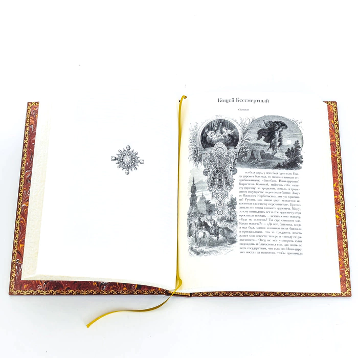 The leather-bound book "Album of Russian folk tales and epics"