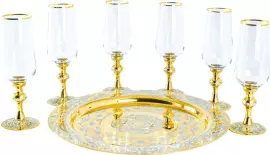 Набор для шампанского на 6 персон, на блюде, фианиты