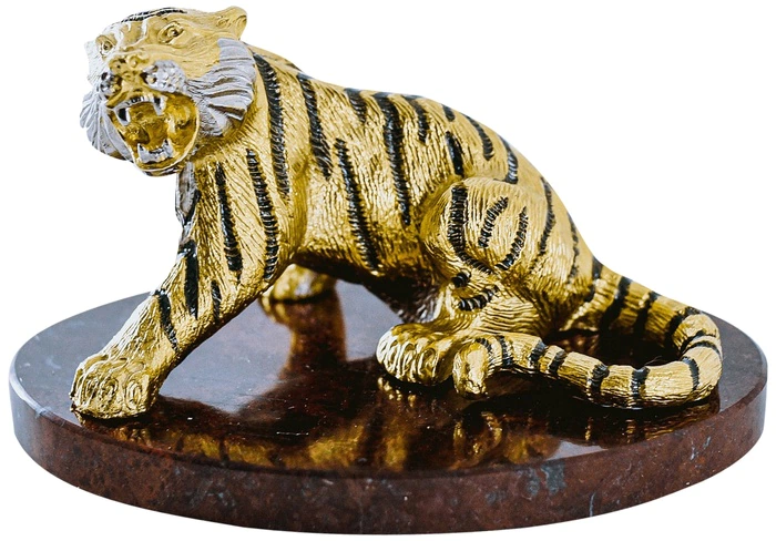 Statuette "Aggressive Tiger" (jasper, large)