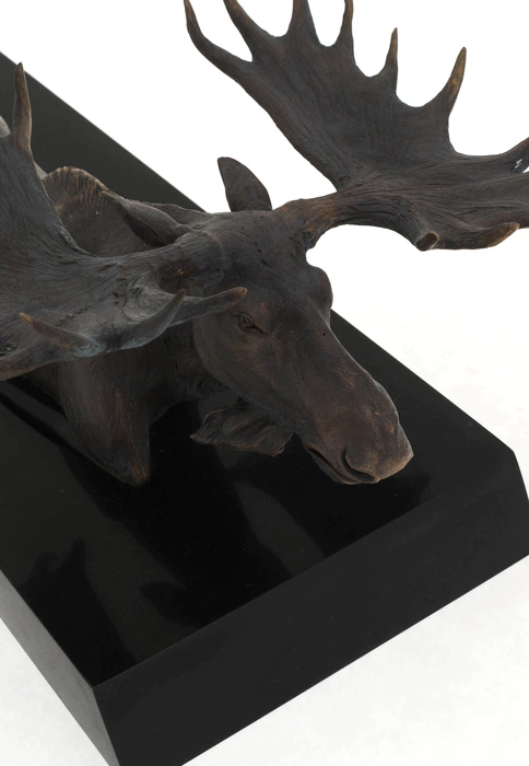 The author's bronze sculpture "Crossing" (moose)