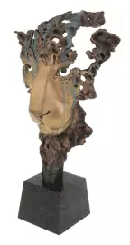 Авторская скульптура из бронзы "Дождь" маска леопарда