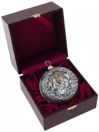 Серебряный елочный шар "Рождественский" с позолотой