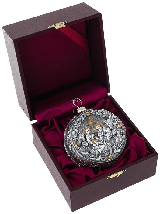 Silver Christmas tree ball "Rozhdestvensky"
