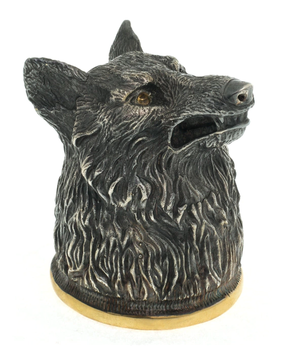Wolf glass made of silver silver with gilding