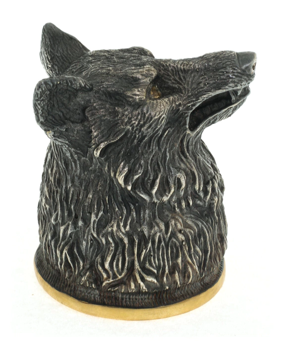 Wolf glass made of silver silver with gilding