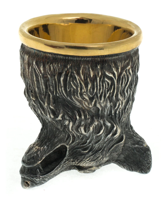 Wolf glass made of silver silver with gilding