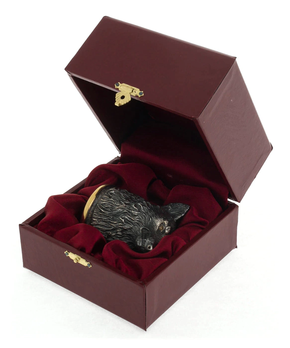 Wolf glass made of silver silver with gilding