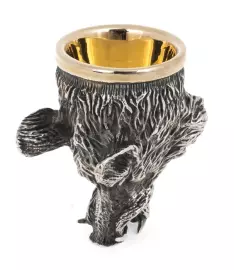 Чарка "Кабан" из бронзы с золочением