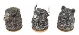 Набор из 3-х чарок "Медведь, Сокол, Бык" бронза
