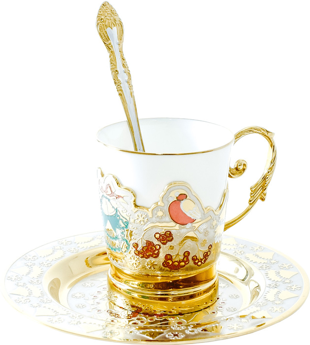 Coffee set "New Year's Eve. Bullfinches" Zlatoust
