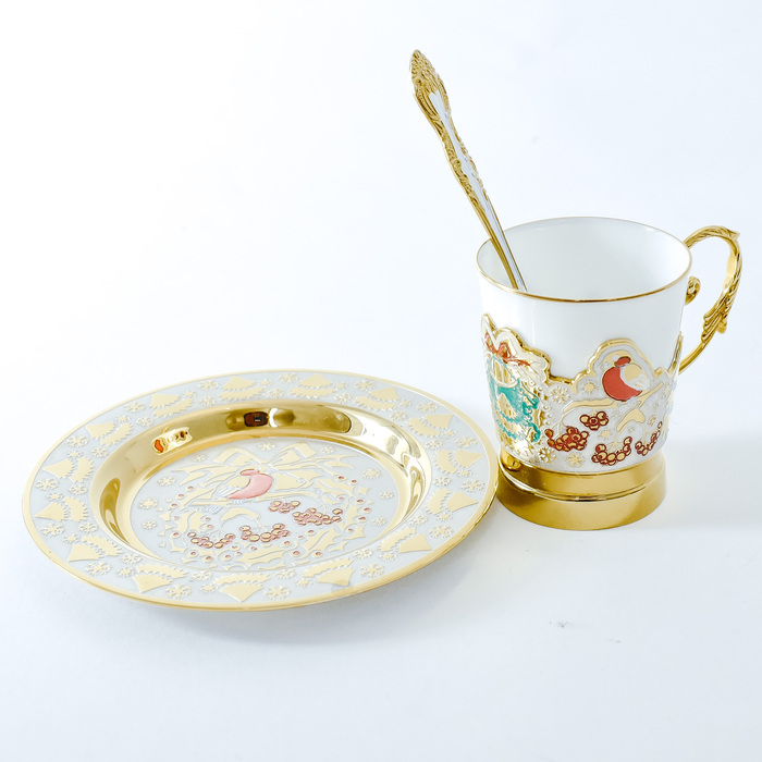 Coffee set "New Year's Eve. Bullfinches" Zlatoust