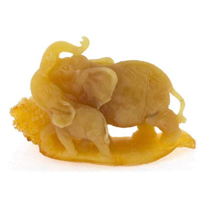 Amber statuette "Elephant and baby Elephant"