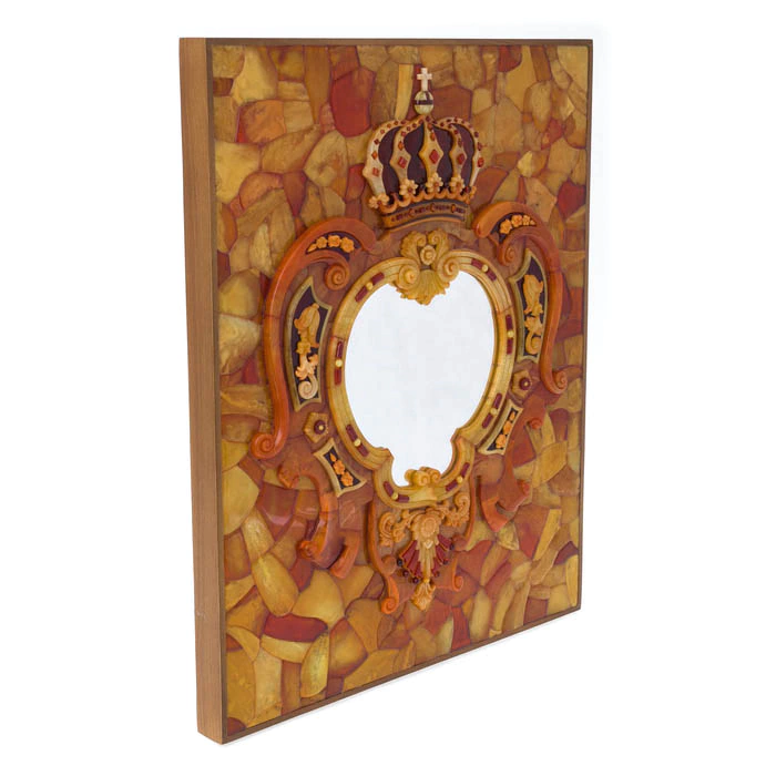 Amber panel "Mirror, fragment of an amber room" (scale 1:2)