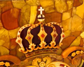 Панно из янтаря "Зеркало, фрагмент янтарной комнаты" масштаб 1:2