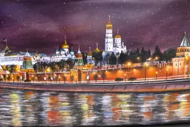 Панно падорочное "Кремль. Ночь" финифть