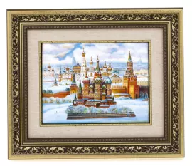 Панно подарочное "Старая Москва. Храм Василия Блаженного" финифть