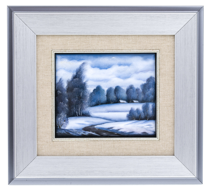 Gift set with a book and a panel "Winter silence" (finift)
