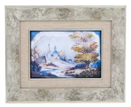 Подарочный набор с книгой и панно "Деревушка" финифть