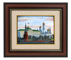 The panel "The Kremlin. House of Soviets in the morning" (finift)
