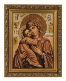 Икона из янтаря "Владимирская Божья Матерь"