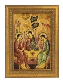 Икона из янтаря "Святая троица"